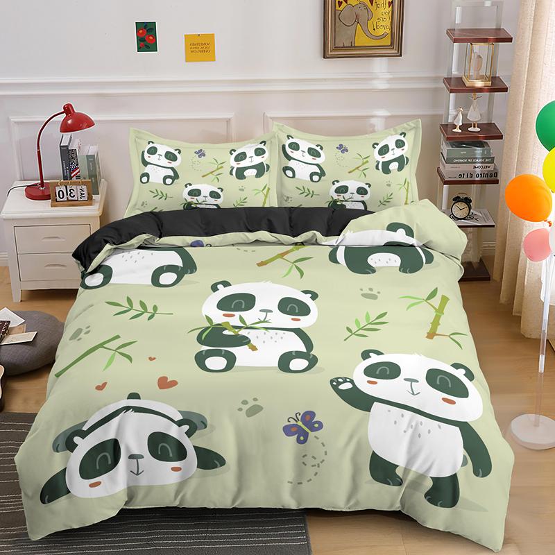 Cartoon Panda 3D Bedding Set Printed Cute Animal Duvet Cover Sets Single Full Queen King Size Bed Clothes For Adult Kids Gifts