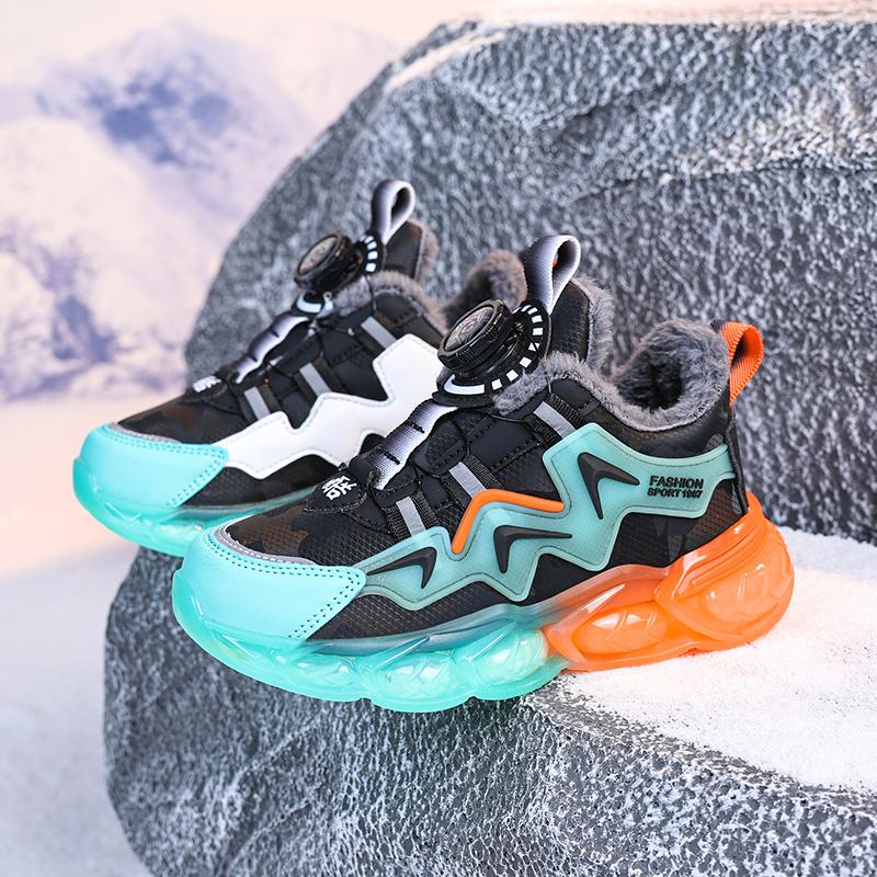 Winter Plus Samt Mädchen Kinder Sneakers Baumwollschuhe Sneakers PU Wasserdicht Warm Ultraleicht Jungen Schnee Sneakers