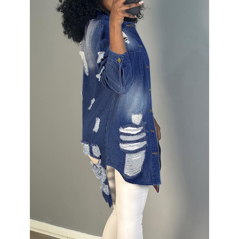 2025 Damen Europäische & Amerikanische Mode Schlank geschnittene Jeansjacke