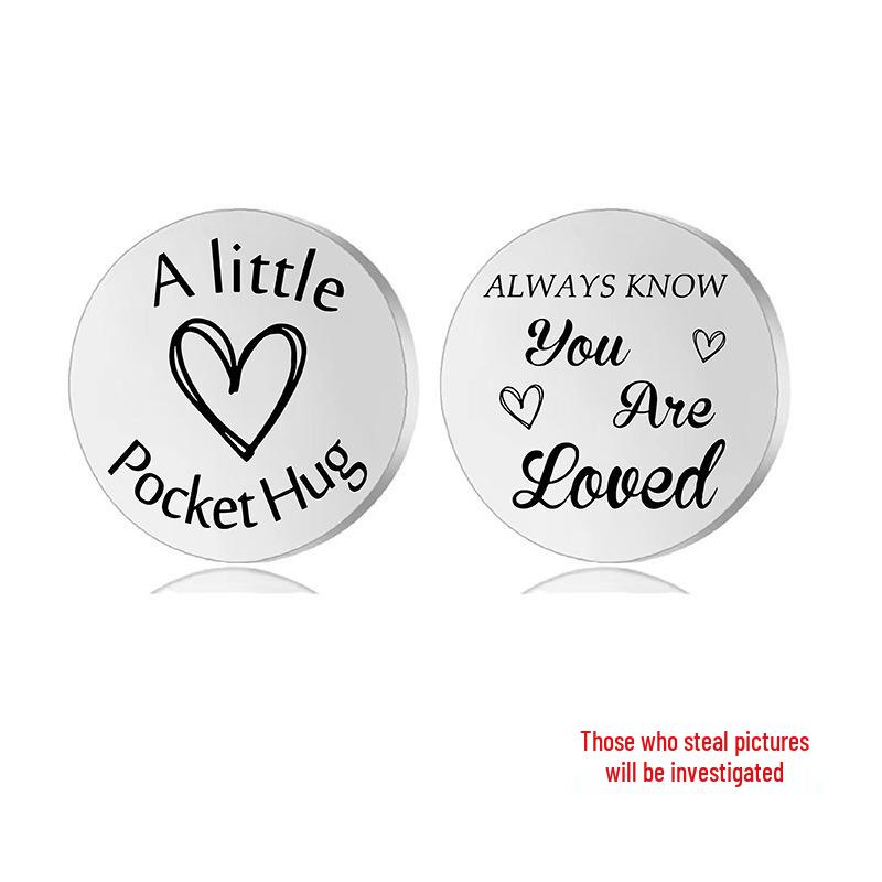 Lucky Charm Motivational Coin: Engravable Stainless Steel Couple & Family Gift Ornament.