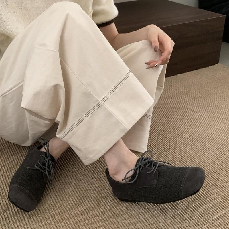 2025 Autumn and Winter New French Retro Round Head Flat-soled Single Shoes Women's Shoes One Pedal Loafers Women's Outer Wear