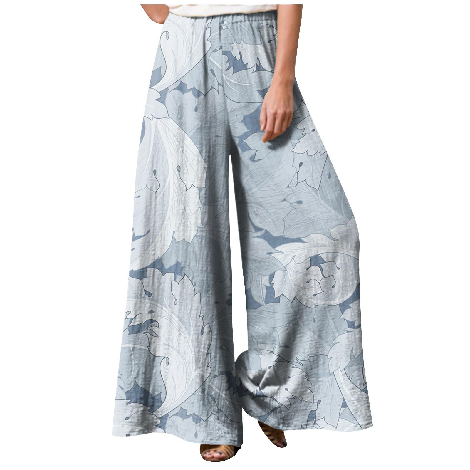 Fashion Women s Printed Stitching Breathable Casual Loose Pants XL