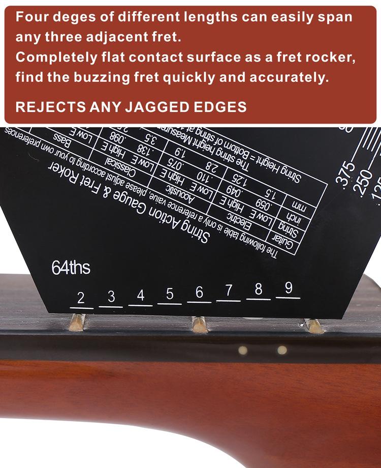 Black Electric & Acoustic Guitar String Height and Spacing Ruler