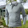 Men's Solid-Color Lapel Shirt, Casual And Business Button-Up Long-Sleeved T-Shirt Top