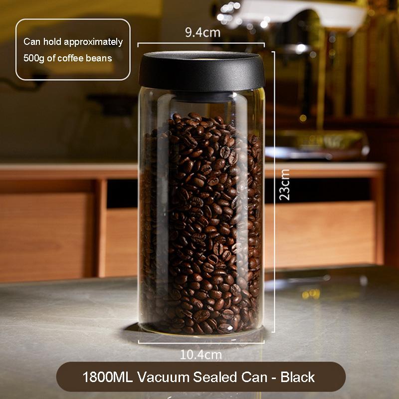 Kaffebønner Vakuumforseglet tank Gjennomsiktig glass Matoppbevaringskrukker Husholdningsfuktighetssikker luftavtrekk Lufttett beholder
