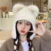 Bear knitted hat children's winter plush warm ear protector wool hat sweet versatile face small pullover hat