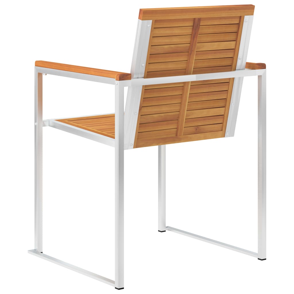 Garden Chairs with Cushions 2 Pcs Solid Acacia Wood and Steel