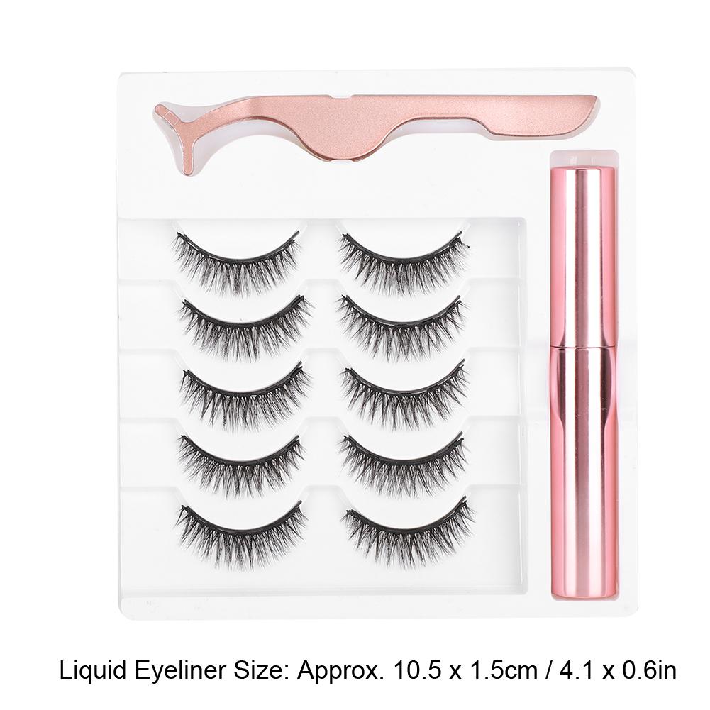 Magnet False Eyelashes Magnetic Liquid Eyeliner Tweezers Eyelash Makeup Tool Set (#023)