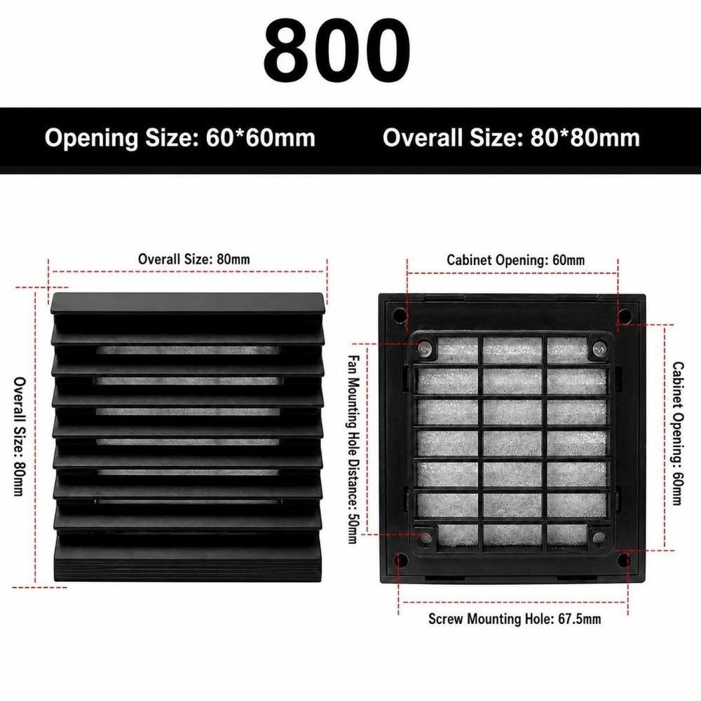 Black Vent Grille Waterproof Louver Vent Air Ventilation System Fan Grille Electric Cabinet