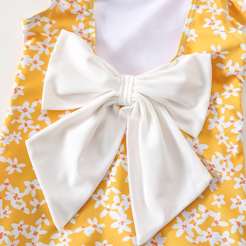 2026 Summer Lemon Floral Swimsuit for Girls and Toddlers