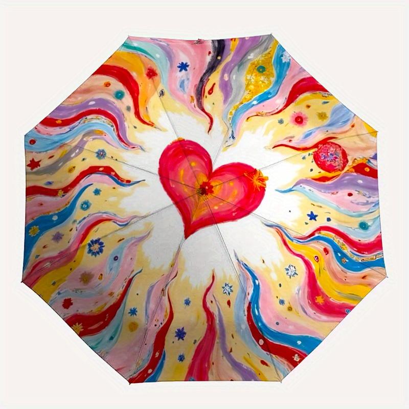 

1pc Heart Mandala Automatic Umbrella 8-Bone Design Compact Gear for Outdoor Travel, Perfect Holiday Gift yy250827003