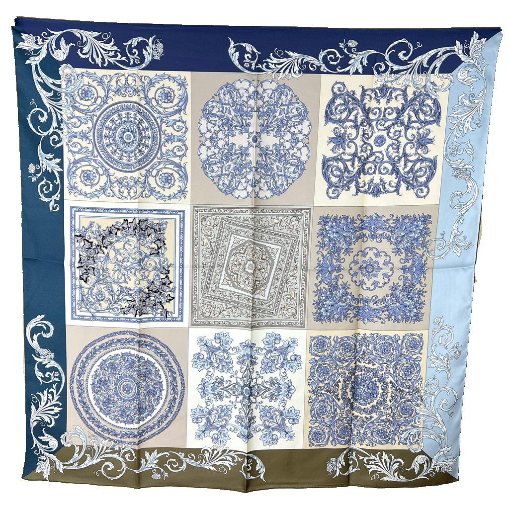 

Новый шарф из 14 момме тутового шелка: Квадратный шарф с цифровой печатью и подшитым вручную краем для женщин 88x88 cm