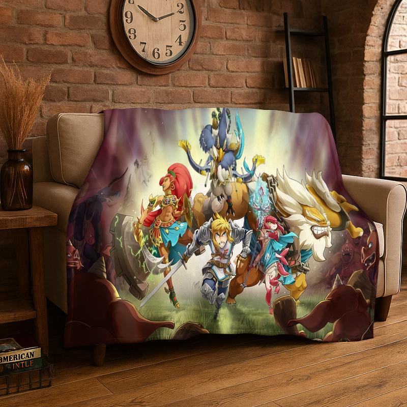 Classic Game Z-Zelda Cartoon Link Flannel Blanket Soft Warm Throw Blanket for Bedroom Living Room Bed Travel Camping Picnic