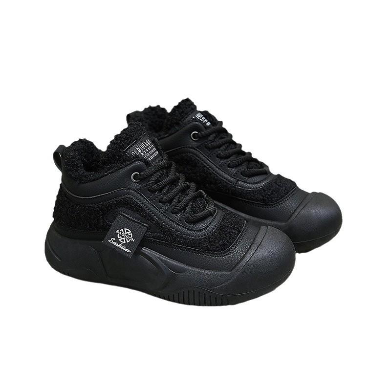 2025 Winter New Casual Short Boots Women's Retro Versatile High-top Shoes Lightweight Soft-soled Velvet Thermal Cotton Shoes