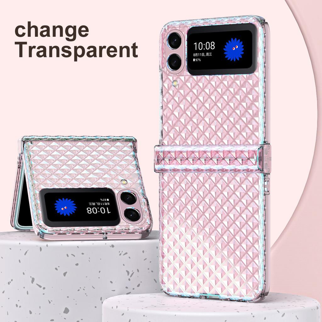 Folding Design Transparent Acrylic Case For Samsung Galaxy Z Flip 3 5g Flip3 Anti -Knock Hard Phone Cover For Samsung Z Flip 3