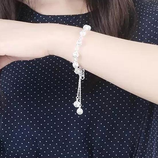 Bracelet de poignet avec pendentif boule creuse de couleur unie pour femmes, bijoux cadeau de fête