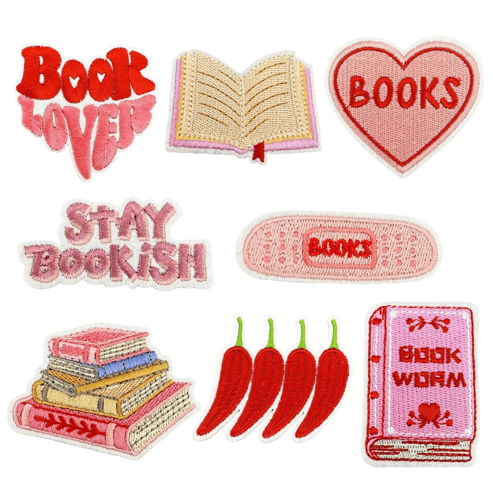 

8 Pcs Bookish Repair Patches Lovely Iron on Embroidered Patches Chilis Sewing Patches for Clothes Hat Backpacks