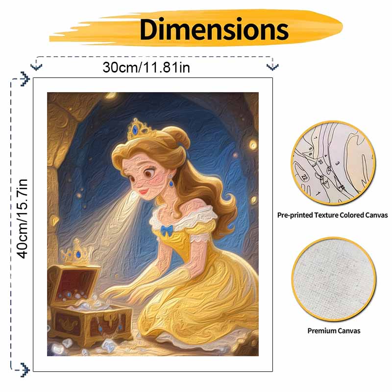 Disney Princess Treasure Digital Oil Painting Art Kit Handmade Diy Home Decorations