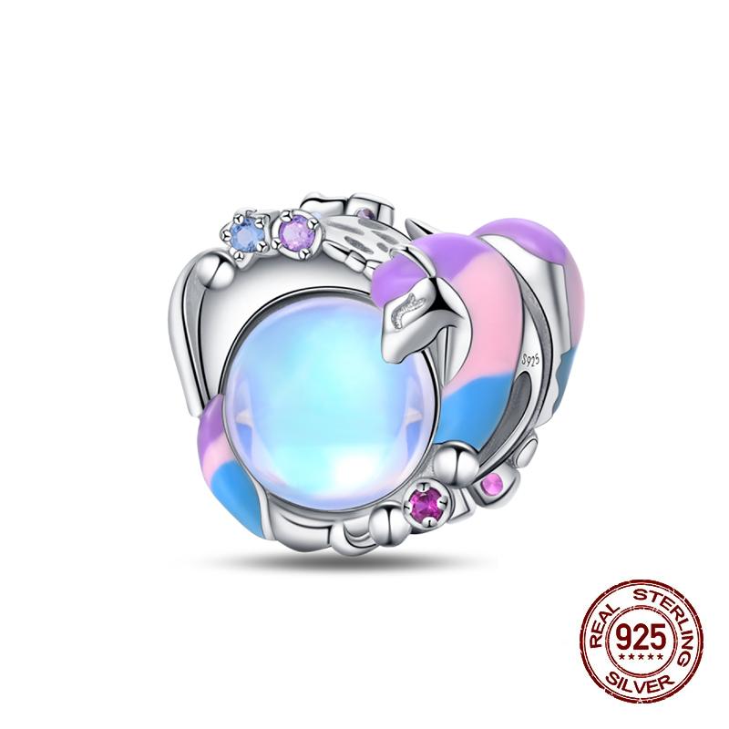 Copper Lucky Rainbow Colt Pendant Moon Charms Beads Fit Pandach Authentic Bracelets Do-It-Yourself Jewelry Birthday Present