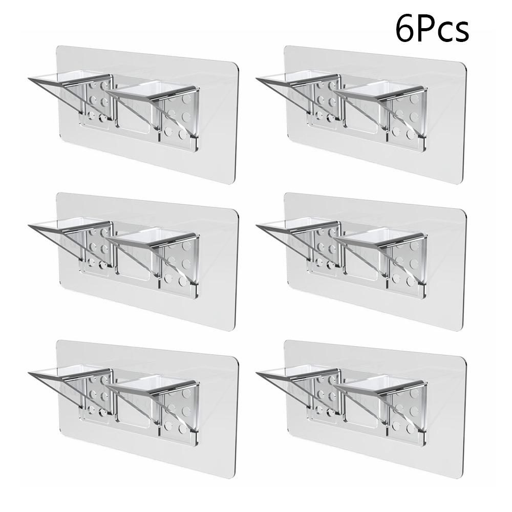 6Pcs Plastic Wardrobe Partition Bracket High Load-bearing Transparent Triangular Bracket Self Adhesive Layer Organizer