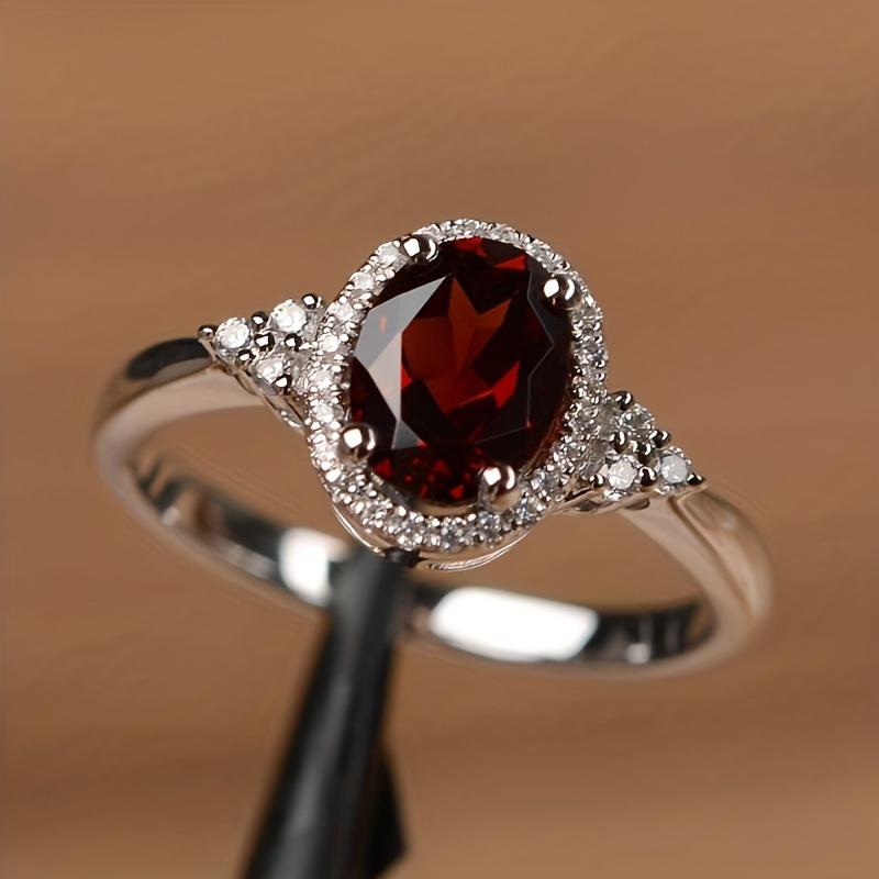 Elegant Red Zircon Engagement Ring Perfect for engagement anniversaries and birthday gifts