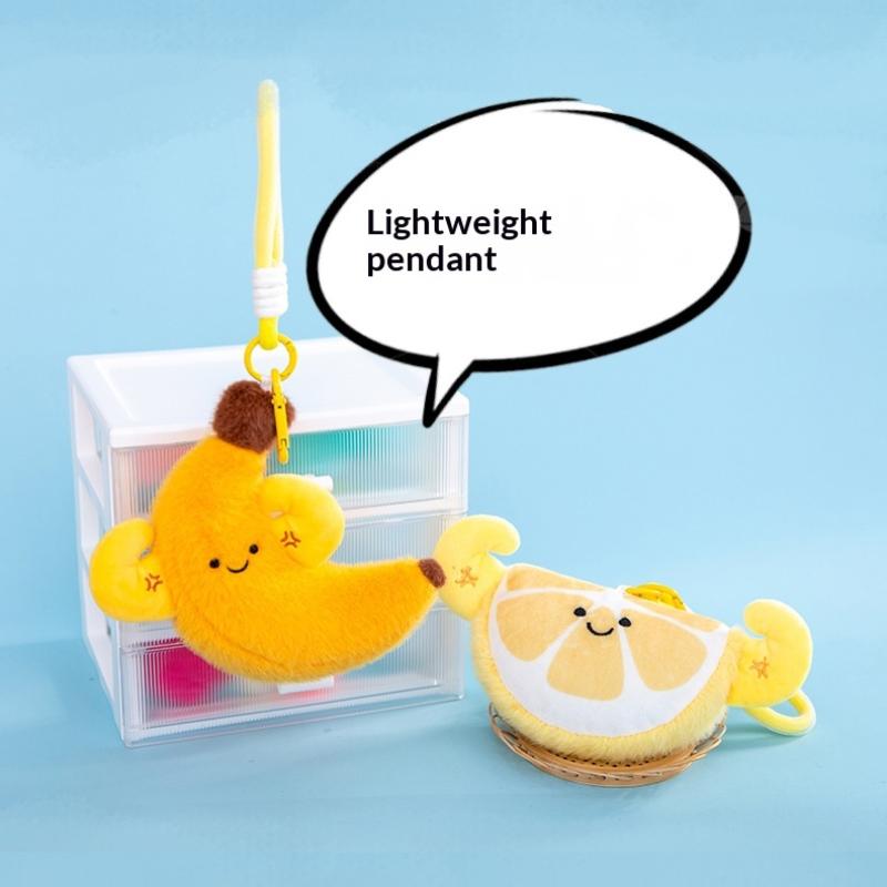 Cute Fun Plush Exercise Fruit Keychain Cartoon Simulated Fruit Stuffed Doll Backpack Pendant Decorative Key Chain Accessories