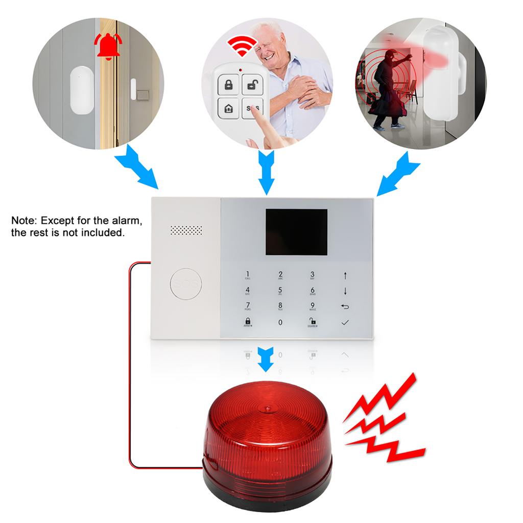 Wired Alarm Strobe Signal   Warning LED Light Flashing Waterproof 12V 120mA Safely Security for Alarm System, Red