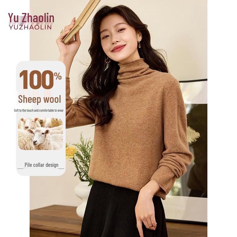 YUZHAOLIN Women s High-Neck Solid Wool Sweater M