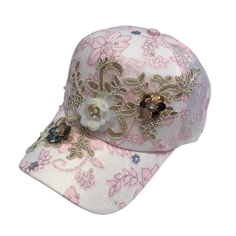 Hat Women's Baseball Cap Versatile Flower Cap Spring and Summer Breathable Sun Hat Korean Version