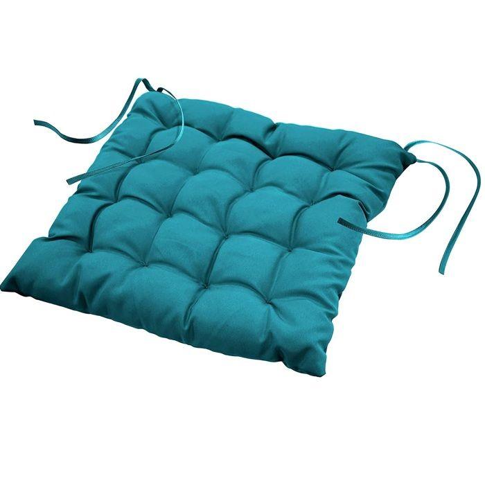Coussin de chaise assise matelassé 40 x 40 cm Petrole