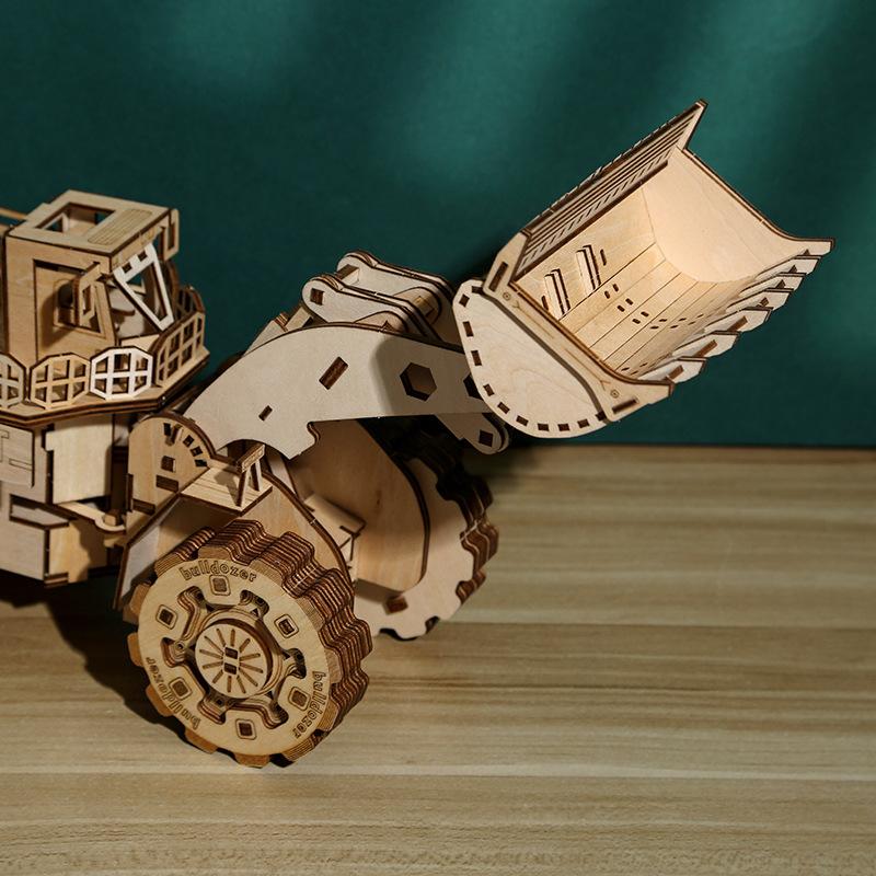 3D Three-dimensional Jigsaw Puzzle Forklift Simulation Three-dimensional Model Ornaments Puzzle Wooden Puzzle Children's Early Education Toys