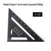 Règle triangulaire Imperial 7/12 pouces en aluminium anodisé noir, angle 45°/90° pour le travail du bois