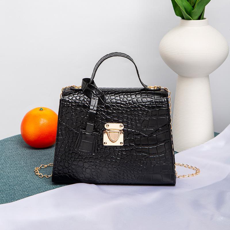 Crocodile Embossed Pu Leather Top Handle Handbag With Secure Metal Lock Color Options For Daily Work Shopping Dating