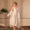 Sexy Satin Lace Two-Piece Set Cami Nightgown with Robe Deep V Beautiful Back Loungewear 517 Complete Elegant Sleepwear for Ultimate Relaxation