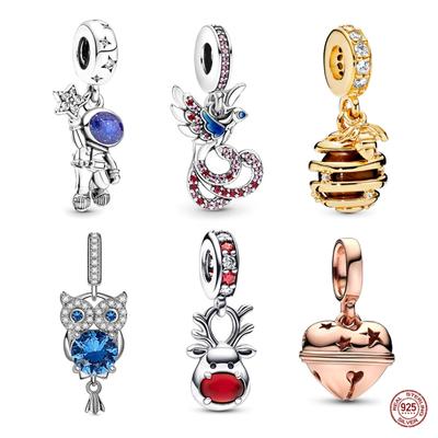 Pendant Fit Andora Bracelet /Necklace 925 Sterling Silver Jewelry Charm Bead Astronaut Owl Red Nose Reindeer