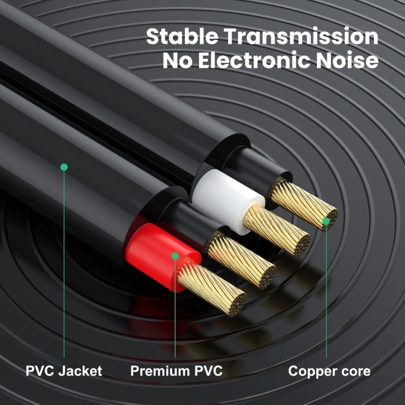 Durable 2RCA Male To Male Cable Stereo AUX Cord Enjoy Stable Transmission and Clear Sound for DVDs Players Amplifier