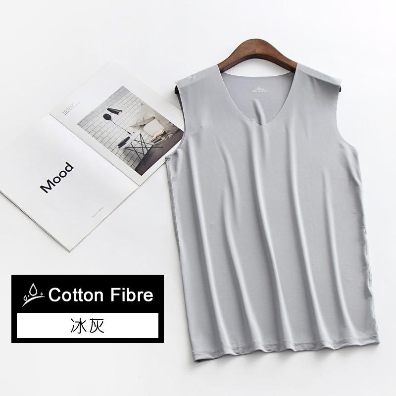 Liquid Ice Silk | Mercerized and Silky Summer Men's Vest Ultra-thin and Seamless V Round Neck Wide and Narrow Shoulder Sports Quick-drying High Elasti
