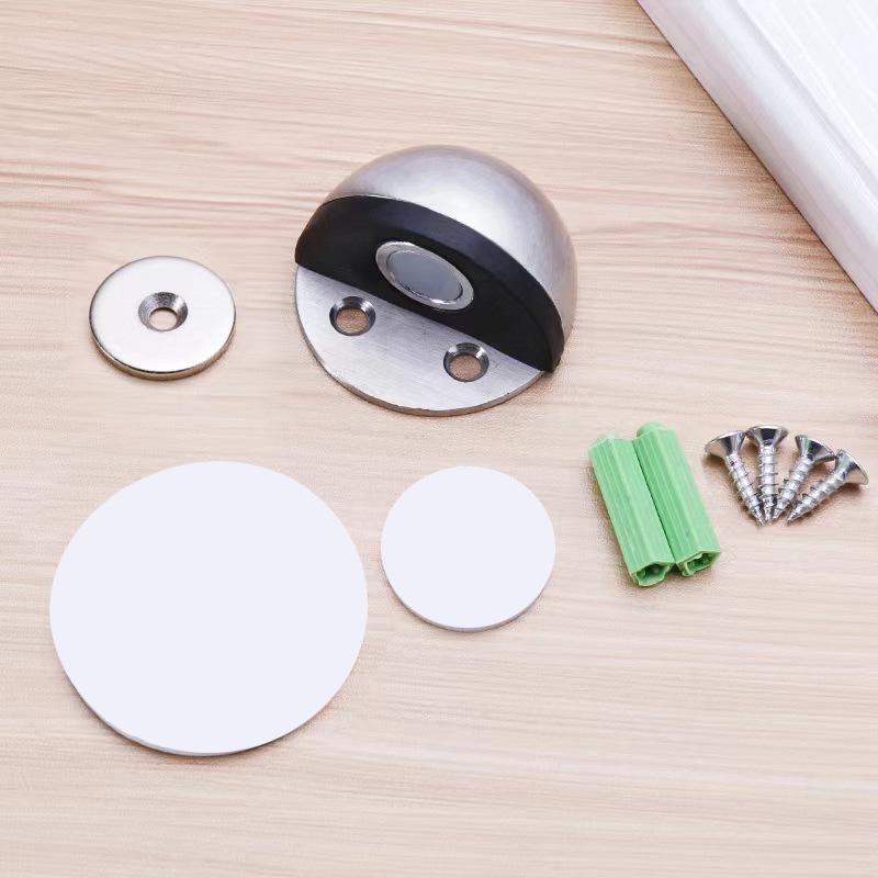Genuine Stainless Steel Magnetic Door Stopper with Rubber Semi-Circular Anti-Collision Design