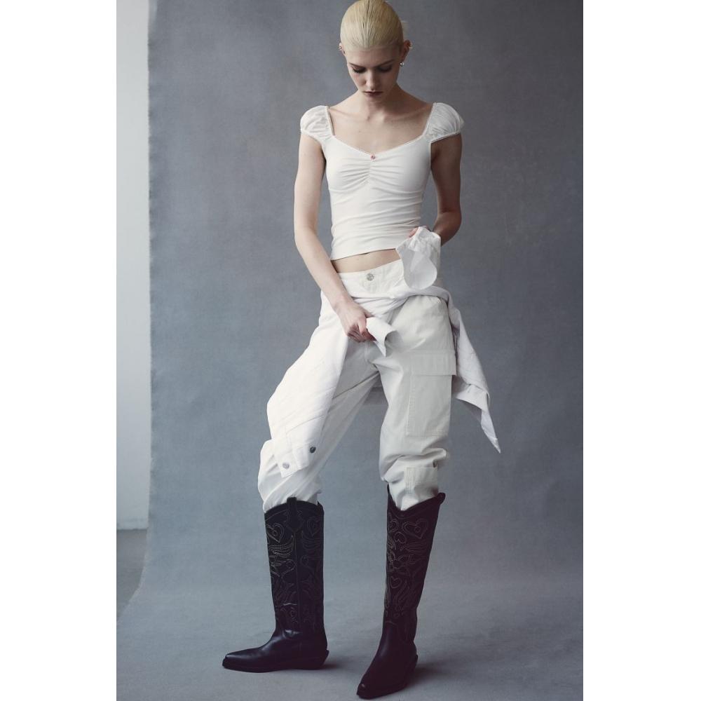 

Топ с пышными рукавами HM Pico, белый