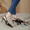 Baotou Sandals Summer Large Size One-word with High Heels Thin Heel Pointed Empty Small Single Shoes