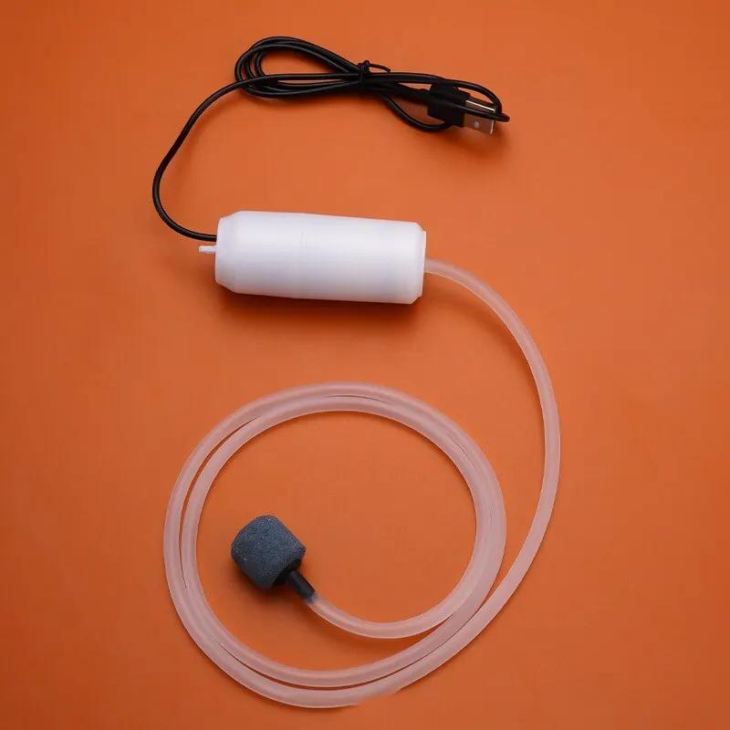 Sauerstoffpumpe für Aquarien, leiser Sauerstoffgenerator, kleine Sauerstoffpumpe, tragbare Mini-USB-Aufladung, Aquaristikzubehör