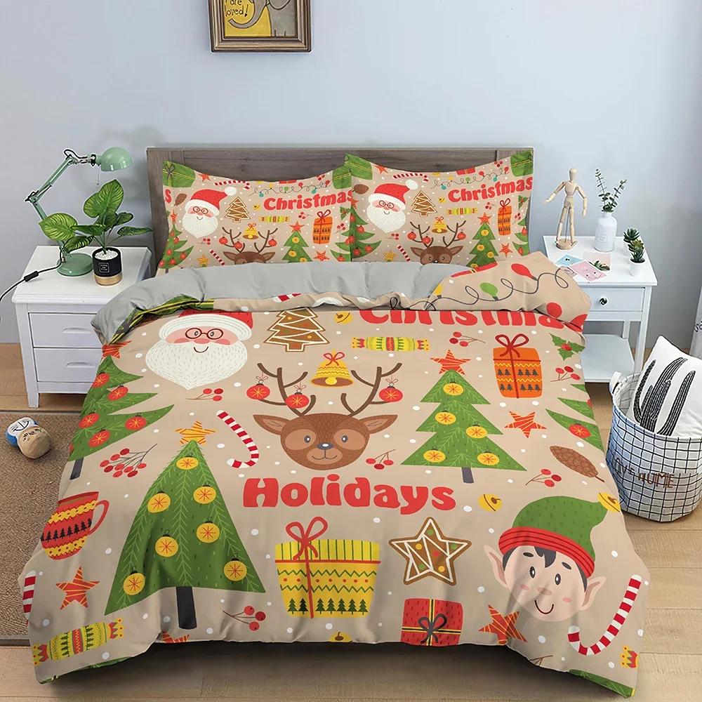 

Santa Claus Snowman Duvet Cover Set 3D Print Christmas Bedding Set Luxury Cozy Quilt Cover With Pillowcase King Twin Bedclothes 70x133cm 2pcs