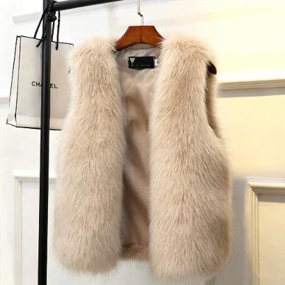 Imitation fur vest women's short autumn and winter new imitation fox fur vest thickened vest plush jacket