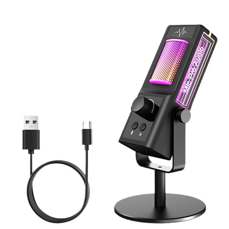 Private Mold USB Condenser Microphone with RGB Lighting – Ideal for Live Streaming, Recording, Noise Reduction, Gaming Commentary, and Esports.