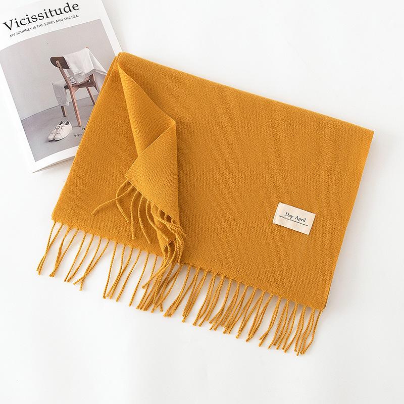 Cashmere feel solid color scarf women's imitation cashmere autumn and winter atmosphere versatile medium and long shawl scarf