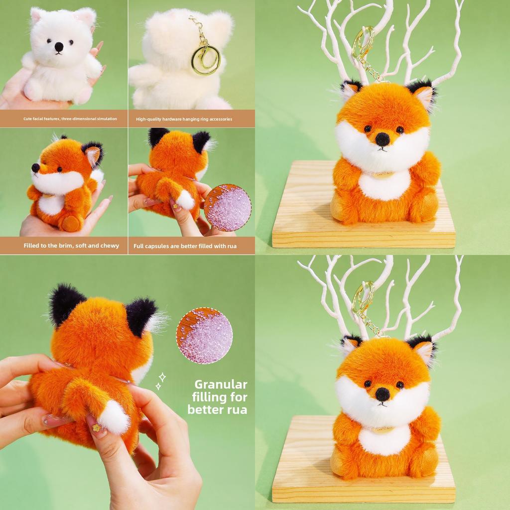 Cute Animal Fox Doll With Polyester Filling For Kids Backpack Accessory
