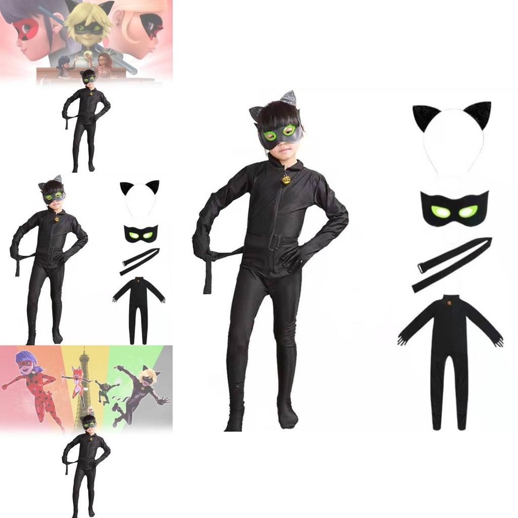 Miraculous Tales Of Ladybug Cat Noir Children Costume With Spandex For Anime Role Play