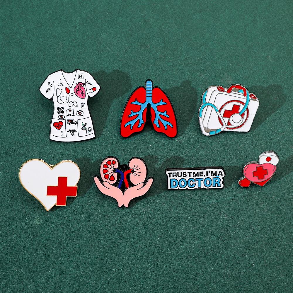 Europe and the United States hot-selling medical theme metal badge medical first aid kit alloy oil drop brooch pin