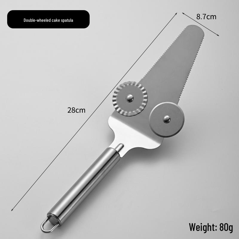 Stainless Steel Pizza Cutter & Cake Shovel Set: Single/Double Wheel Roller & Triangular Cake Knife for Baking