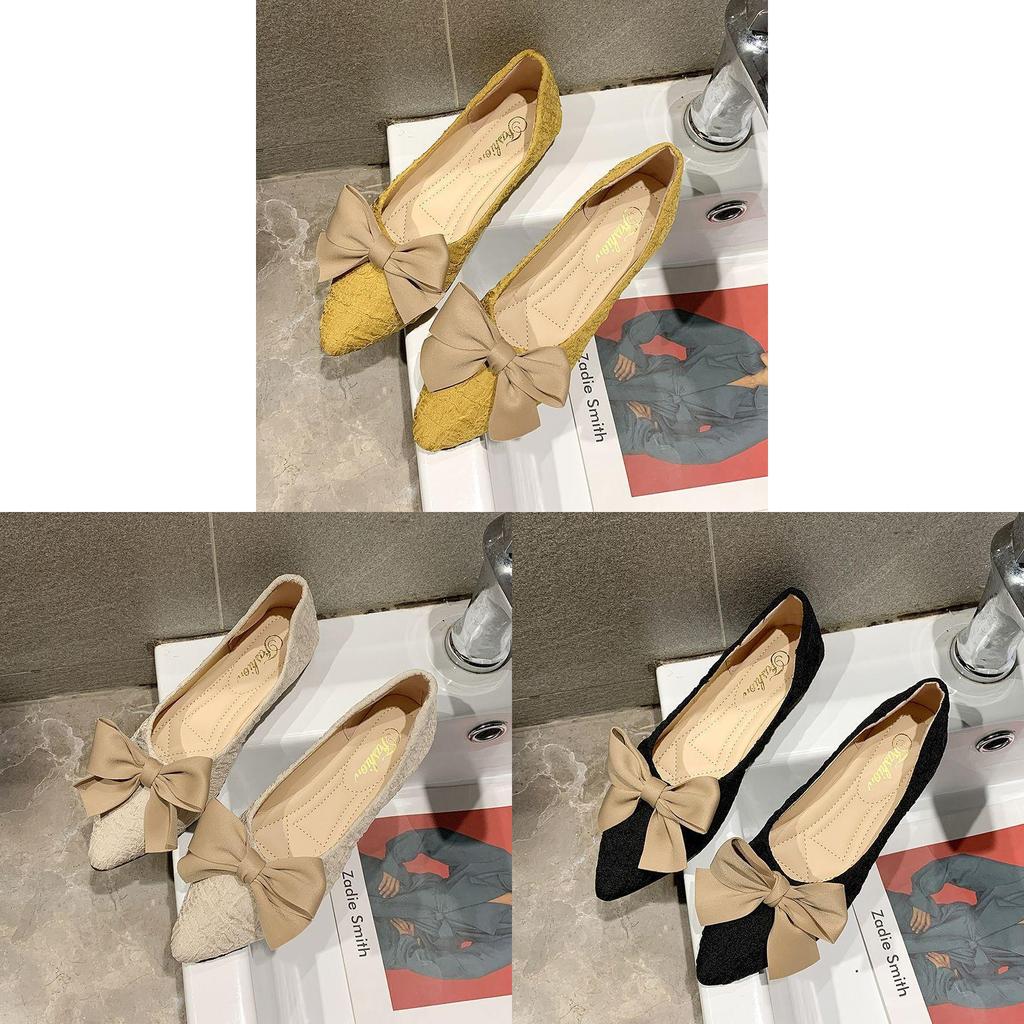 Womens Slipon Loafers With Butterfly Knot Pu Upper For Casual Daily Wear